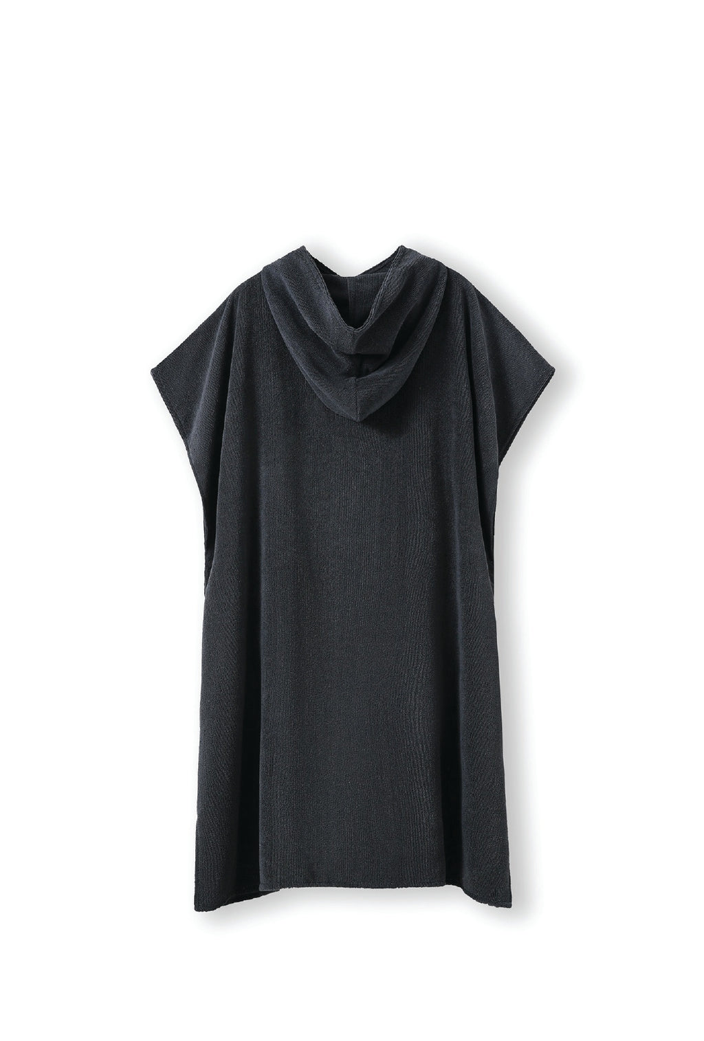 Adult's 300gsm Hooded Towel in Black, back view. Blank towel ready for custom printing at GMD Print Direct.