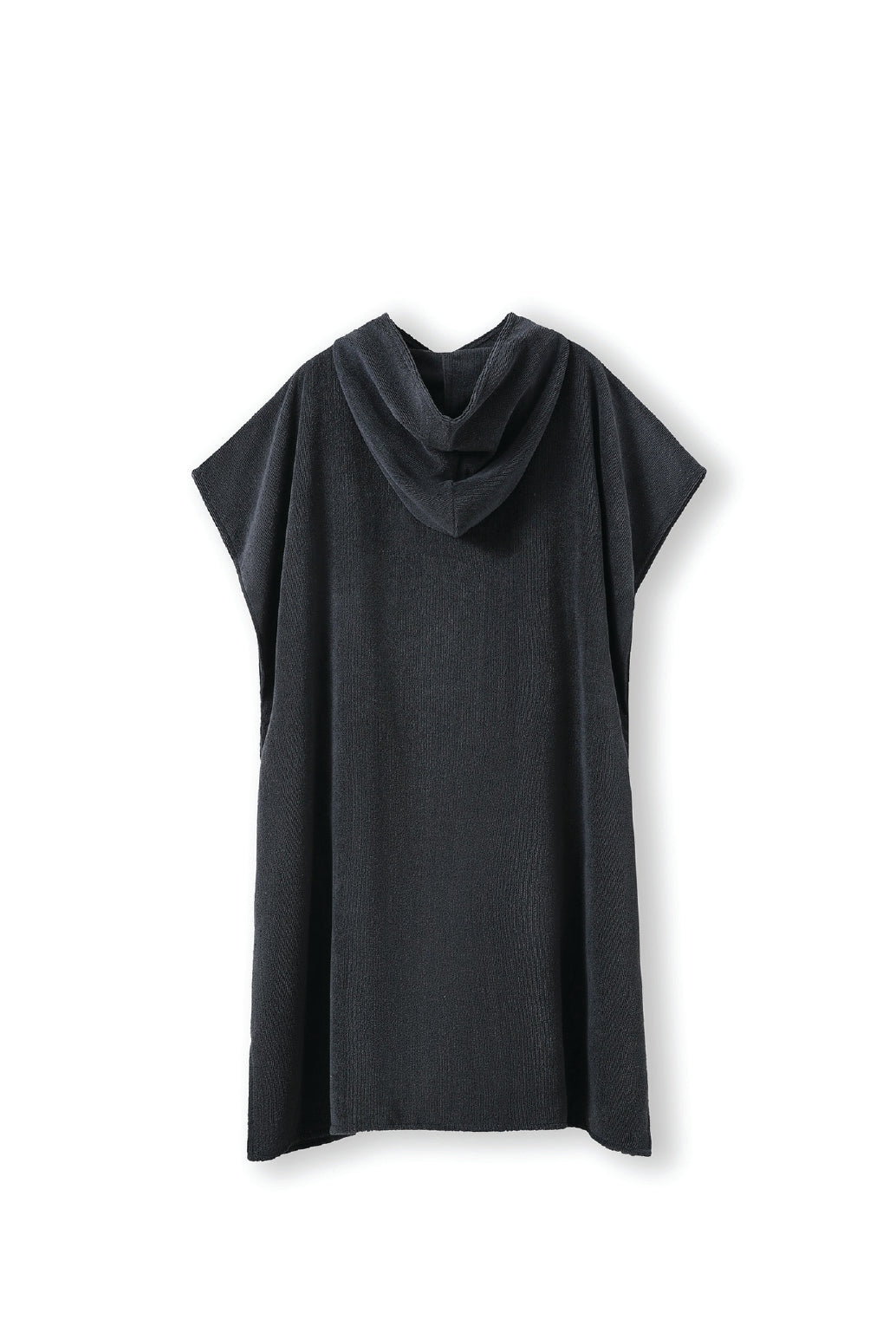 Adult's 300gsm Hooded Towel in Black, back view. Blank towel ready for custom printing at GMD Print Direct.