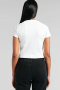Womens Organic Mini Tee in White, back view. Blank tee ready for custom printing at GMD Print Direct.