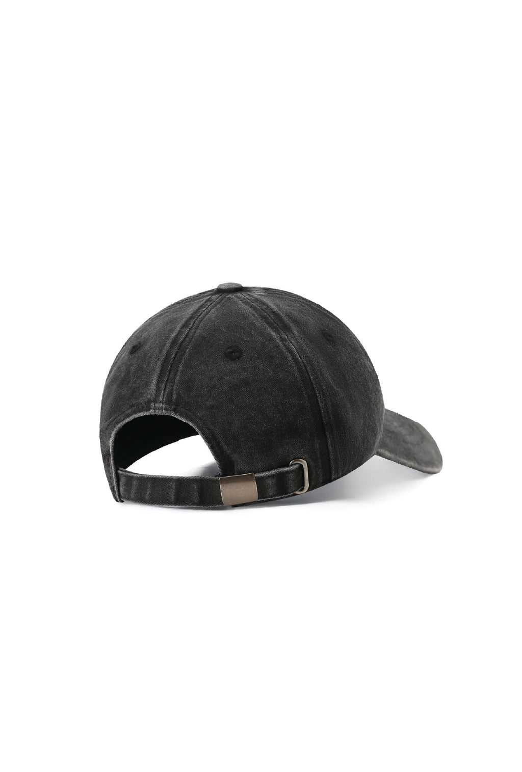 280gsm Cotton Drill Unstructured Cap in Black Washed, back view. Blank cap ready for custom printing at GMD Print Direct.