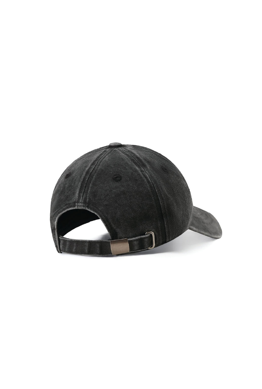 280gsm Cotton Drill Unstructured Cap in Black Washed, back view. Blank cap ready for custom printing at GMD Print Direct.