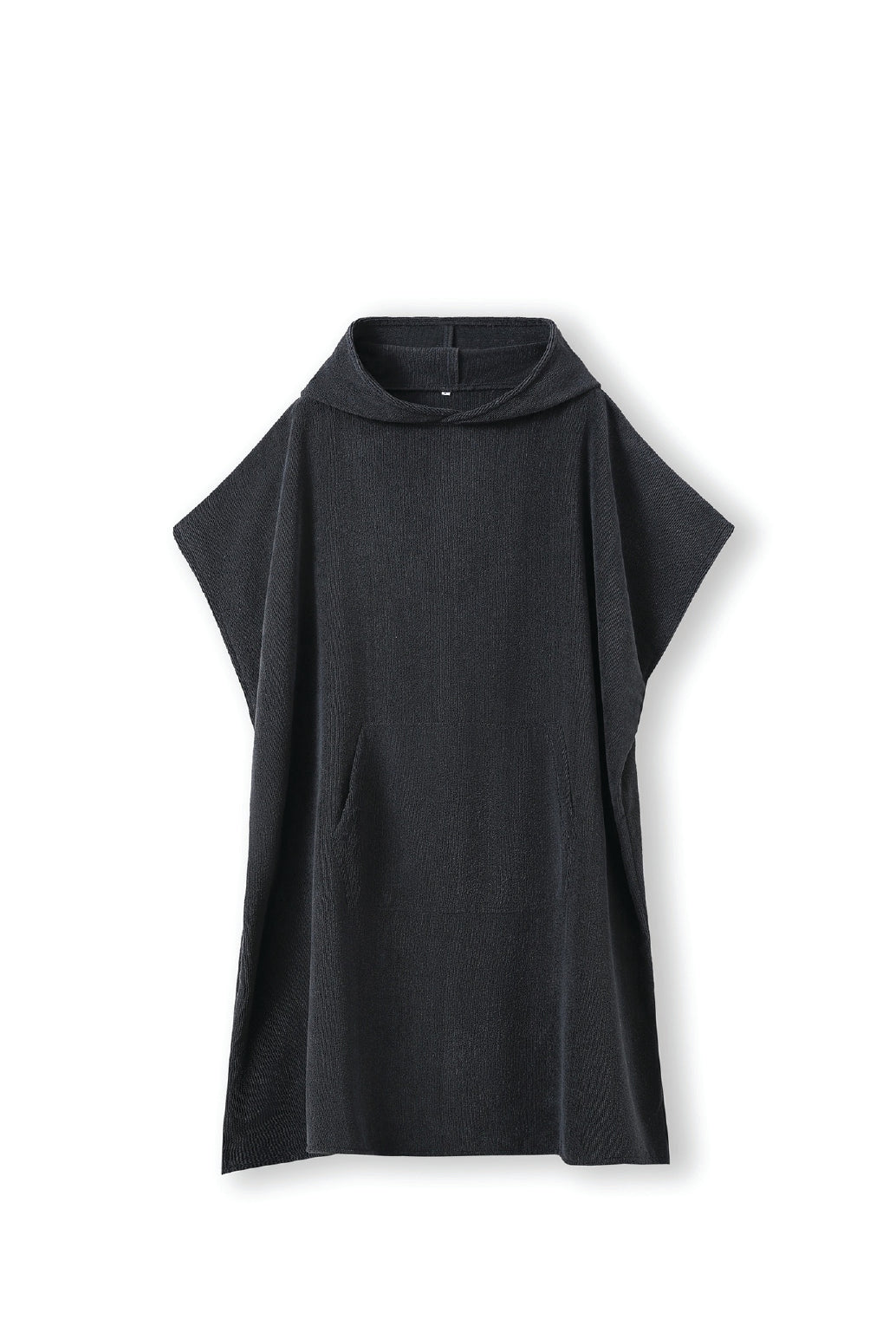 Adult's 300gsm Hooded Towel in Black, flat lay. Blank towel ready for custom printing at GMD Print Direct.