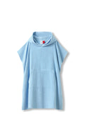 Kid's 380gsm Hooded Towel in Light Blue, flat lay. Blank towel ready for custom printing at GMD Print Direct.