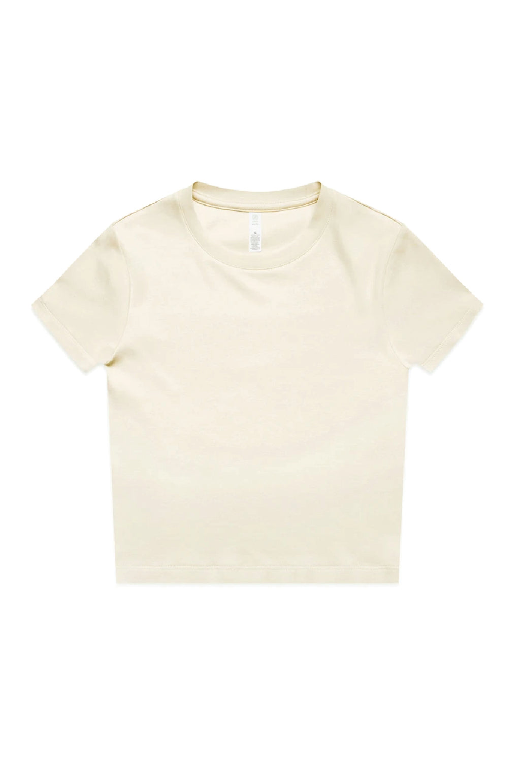 Womens Organic Mini Tee in Bone, flat lay. Blank tee ready for custom printing at GMD Print Direct.
