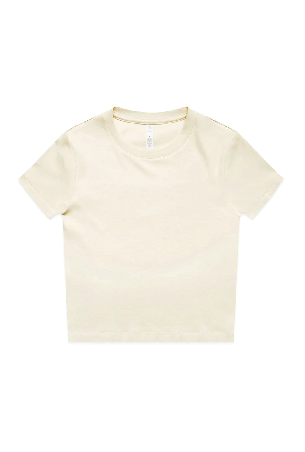 Womens Organic Mini Tee in Bone, flat lay. Blank tee ready for custom printing at GMD Print Direct.