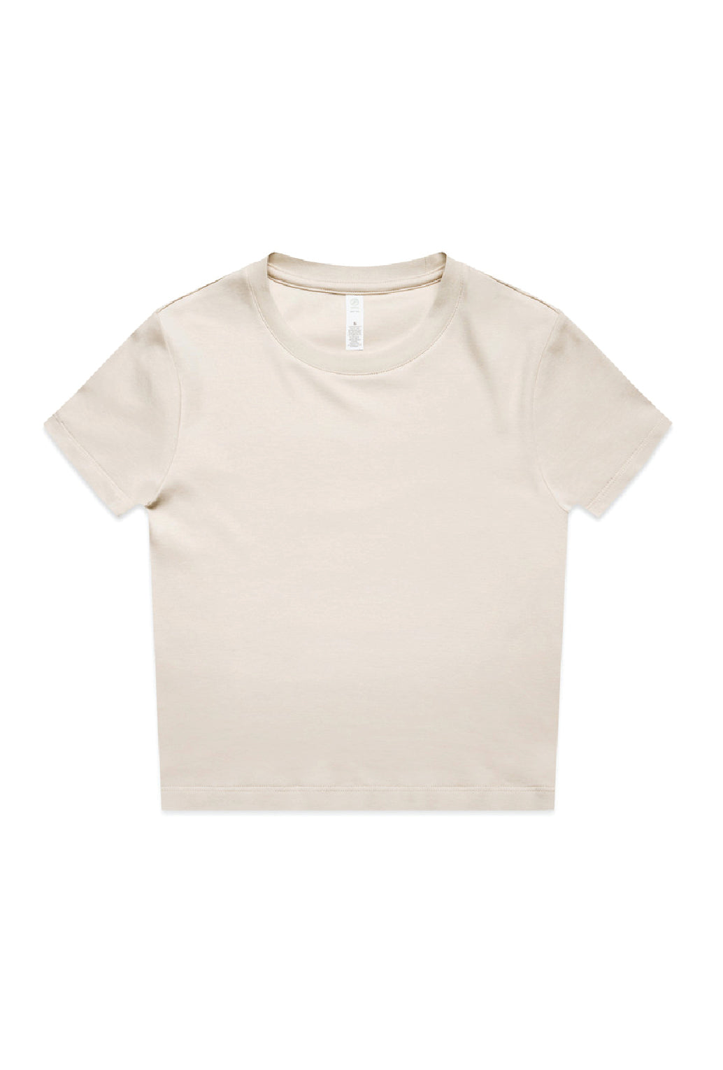 Womens Organic Mini Tee in Ecru, flat lay. Blank tee ready for custom printing at GMD Print Direct.