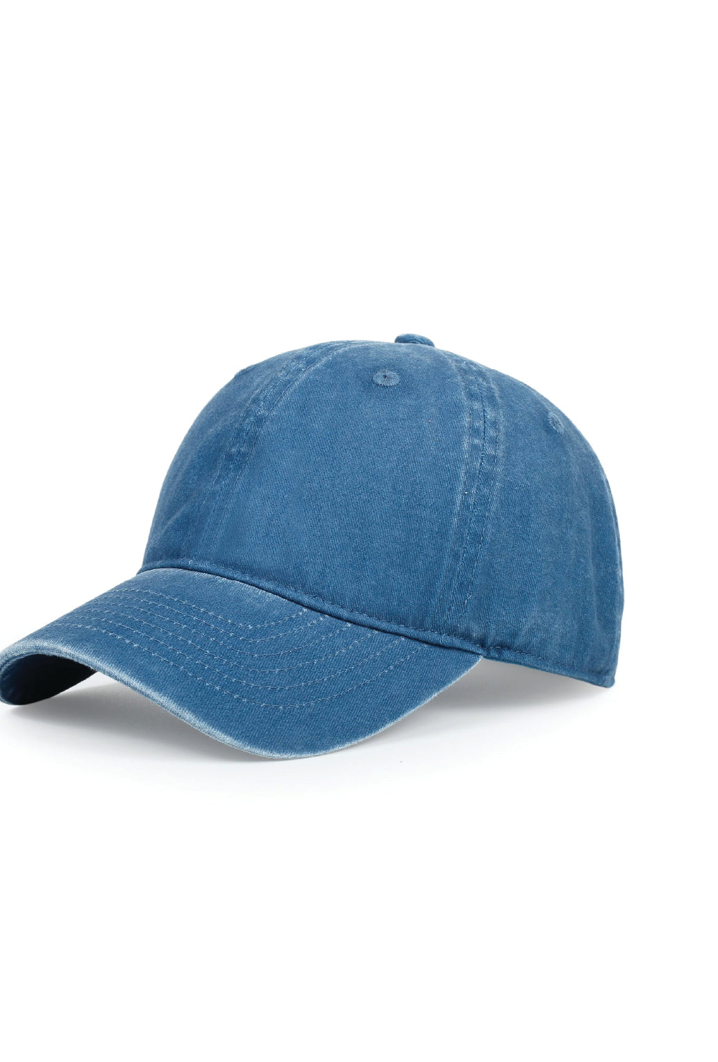 280gsm Cotton Drill Unstructured Cap in Denim Blue Washed. Blank cap ready for custom printing at GMD Print Direct.